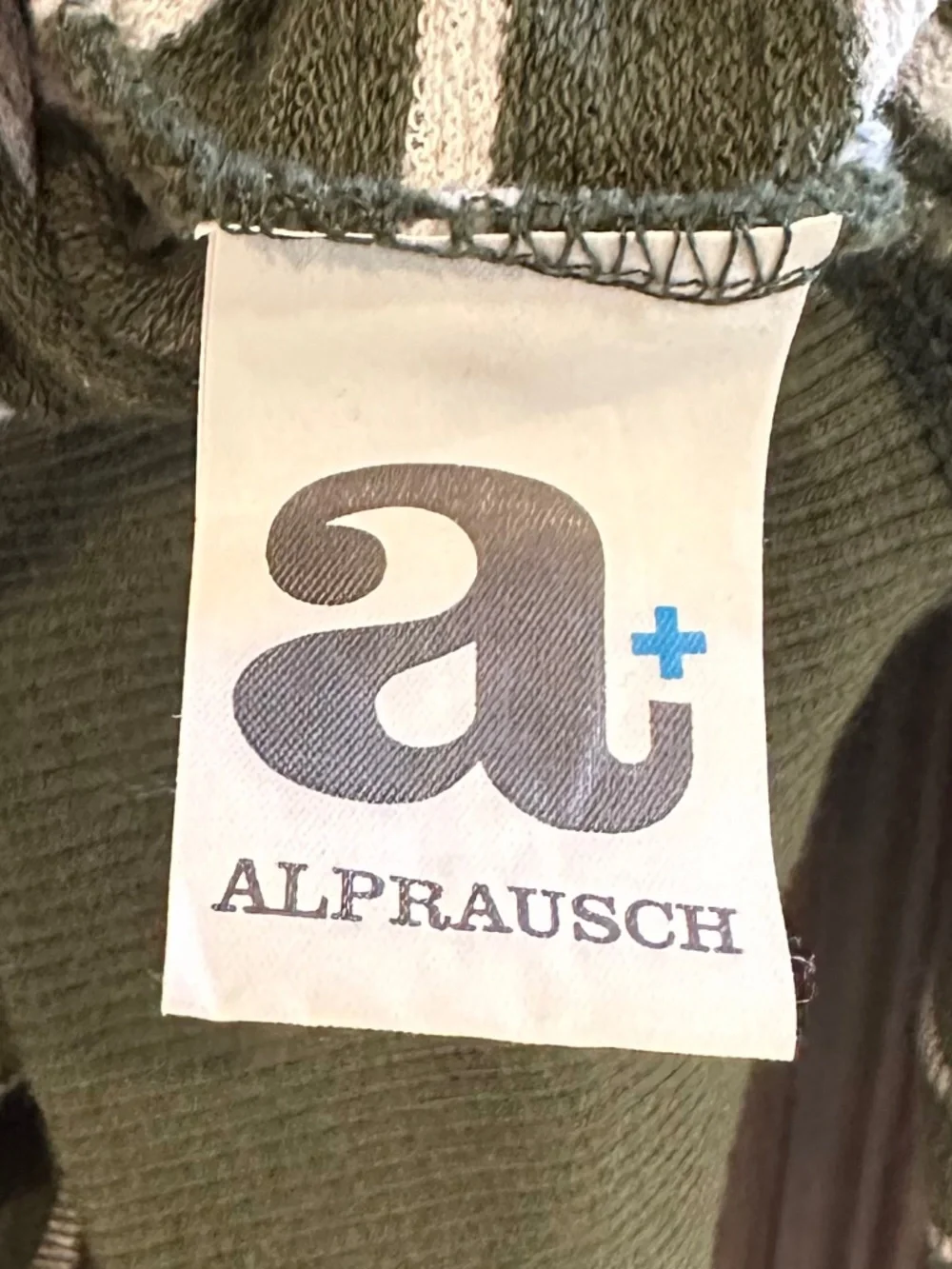 Men's ALPRAUSCH - Olive Green / White Striped Zip Hoody - Size XL - Picture 14 of 16